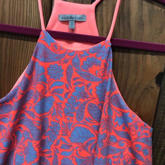 NWT size small Charlotte Russe pink orange crop top - Picture 5 of 6